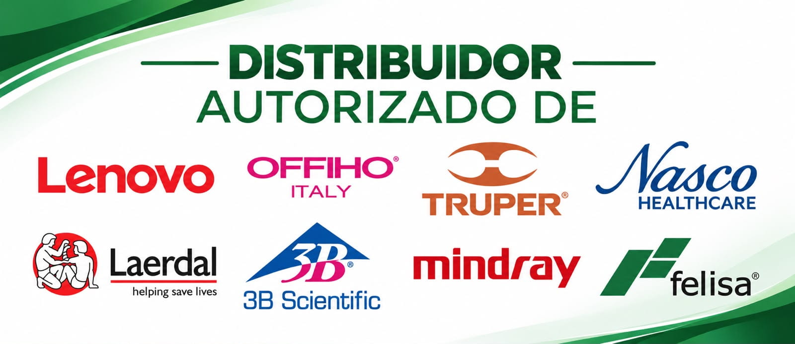 Farmason es distribuidor autorizado de Lenovo, Offiho, Truper, Nasco Healthcare, Laerdal, 3B Scientific, Mindray y Felisa